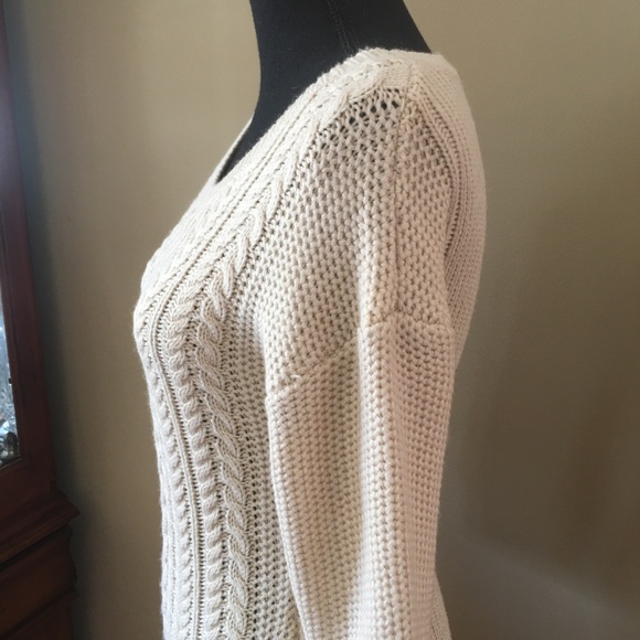 Pink Rose Cable Knit Sweater Dress Cream Womens S - Picture 3 of 8